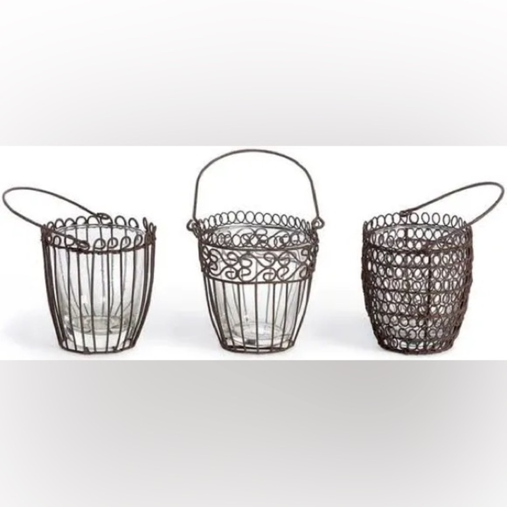 PARK HILL NWT set of 3 sculpted wire votive baskets